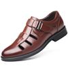 Sandals Men's Summer Soft Leather Breathable Hole Leather Shoes Soft Sole Cool Leather Shoes Business Casual Hollow Bag Head Dad Shoes