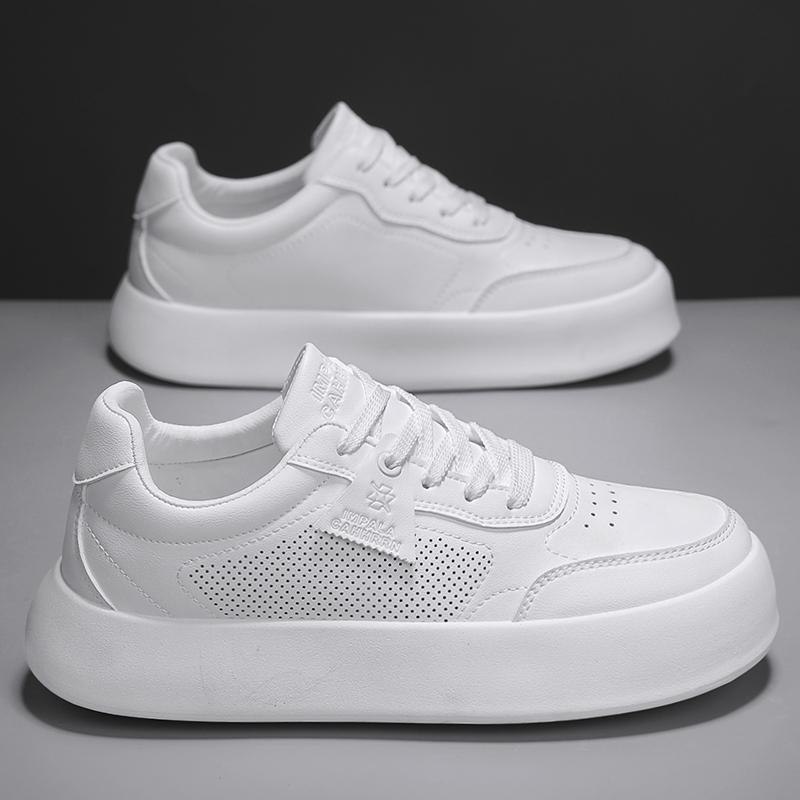 Freizeitschuhe aus PU-Leder für Herren, neue Schnürschuhe, dicke Sohle, lässige Sportschuhe, vielseitige flache Schuhe mit Überhöhe, Herren-Sneakers, Zapatos