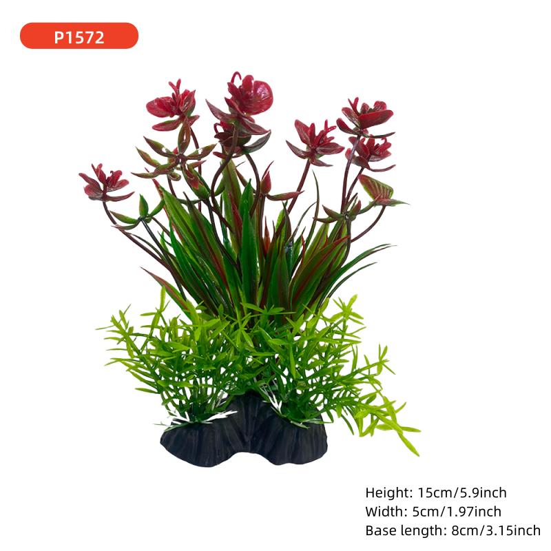 1PCS Aquarium Decor Set - Vibrant Green Plastic Plant Ornaments - Fish Tanks, Durable Pvc Material 15cm/5.9inch
