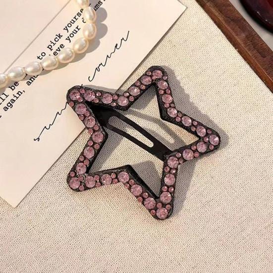 Hairpins Rhinestones Shining Hollow Five-Pointed Star Shape Hair Clips Stable Non-Damaging Hair