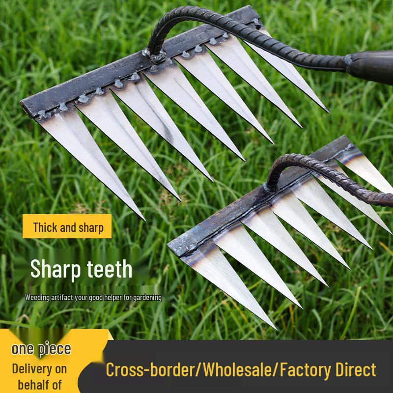 Six-Tooth Steel Weeding Hoe & Root Rake for Soil Loosening and Farming