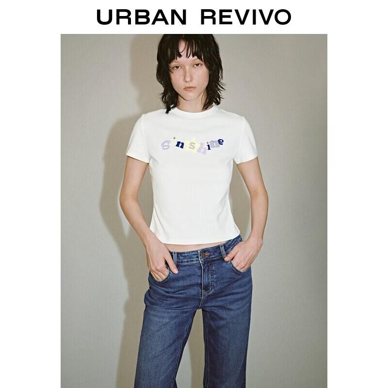 UR2026 Women s Letter Print Embroidery Short Sleeve T-Shirt S