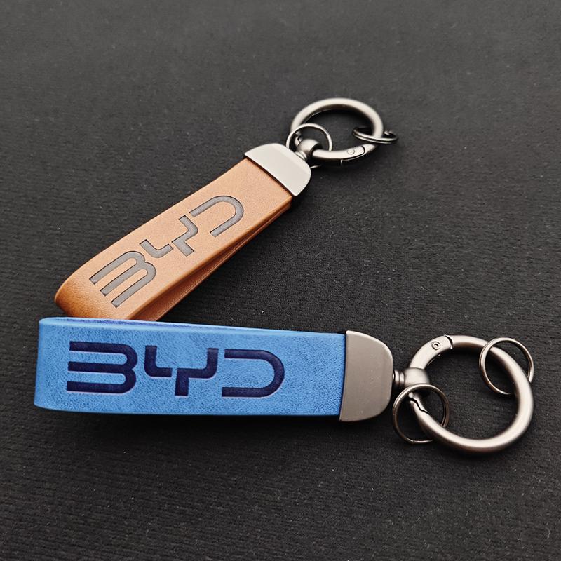 2025 Luxury Leather Car Keychain Logo BYD Key Rings Best Gift For BYD ATTO 3 SEAL U DOLPHIN U8 U9 HAN TANG Auto Accessories