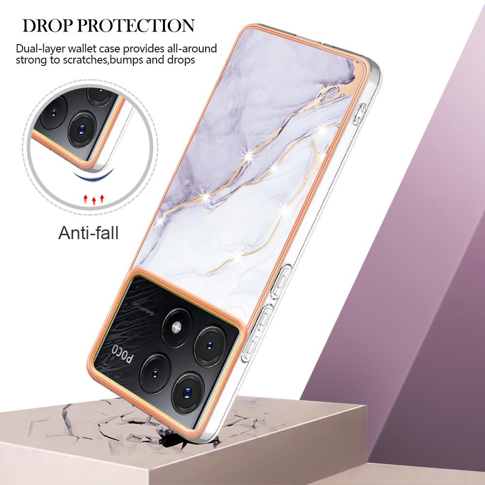 For Xiaomi Poco X6 Pro 5G/K70E 5G TPU Case with IMD Marble Pattern Electroplated Back Cover