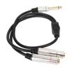 1 4 Inch Stereo Splitter Y Cable Aluminum Alloy Shell 6.35mm Mono Male Plug To Dual 6.35mm Female Jack Cable 19.7in