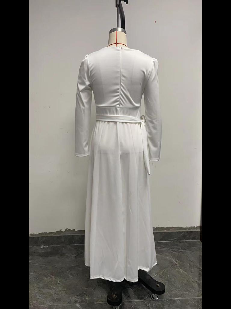 Weißes, schmales, langes Kleid im französischen Stil für Damen – Europäische und amerikanische Eleganz im Frühjahr/Sommer 2025