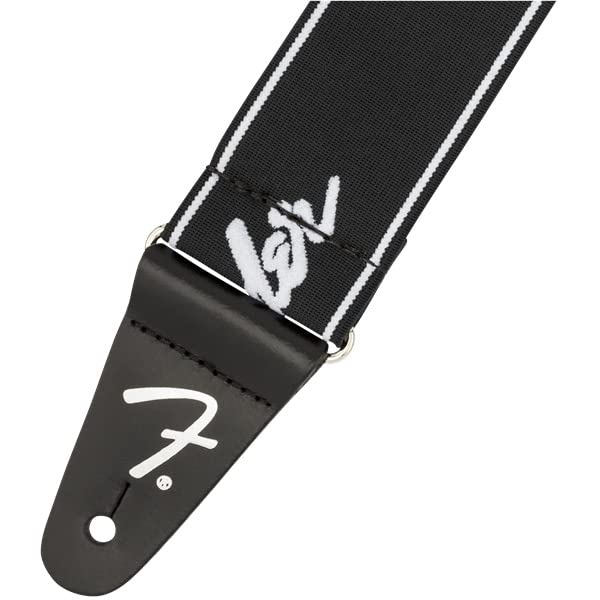 Strap Running Logo [Fender] WeighLess™ 2" Strap, Black/White
