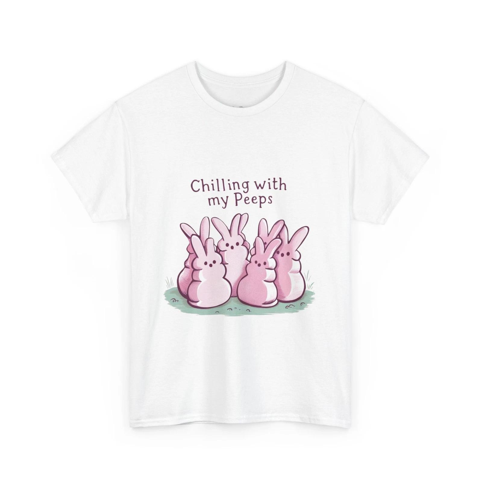 Chillin with My Peeps Marshmallow Tee, Easter Shirt, Unisex Graphic T-Shirt L