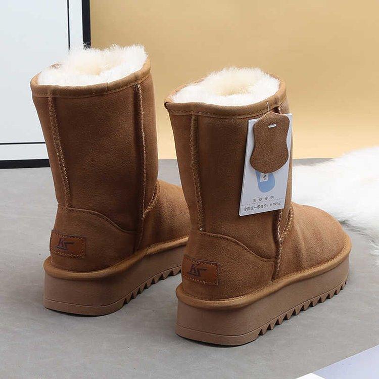 

thick-soled snow boots women s medium tube winter 2024 new fur integrated non-slip northeast velvet warm cotton shoes 40 малиновый