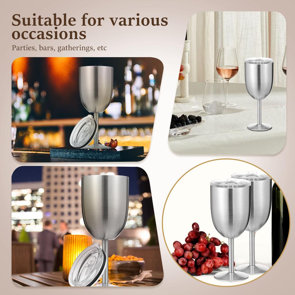 Edelstahl- Weinglas mit Deckel für Party Bar Weinkelch doppelwandiger Kelch für Hochzeit Jubiläum Outdoor Reisen Camping