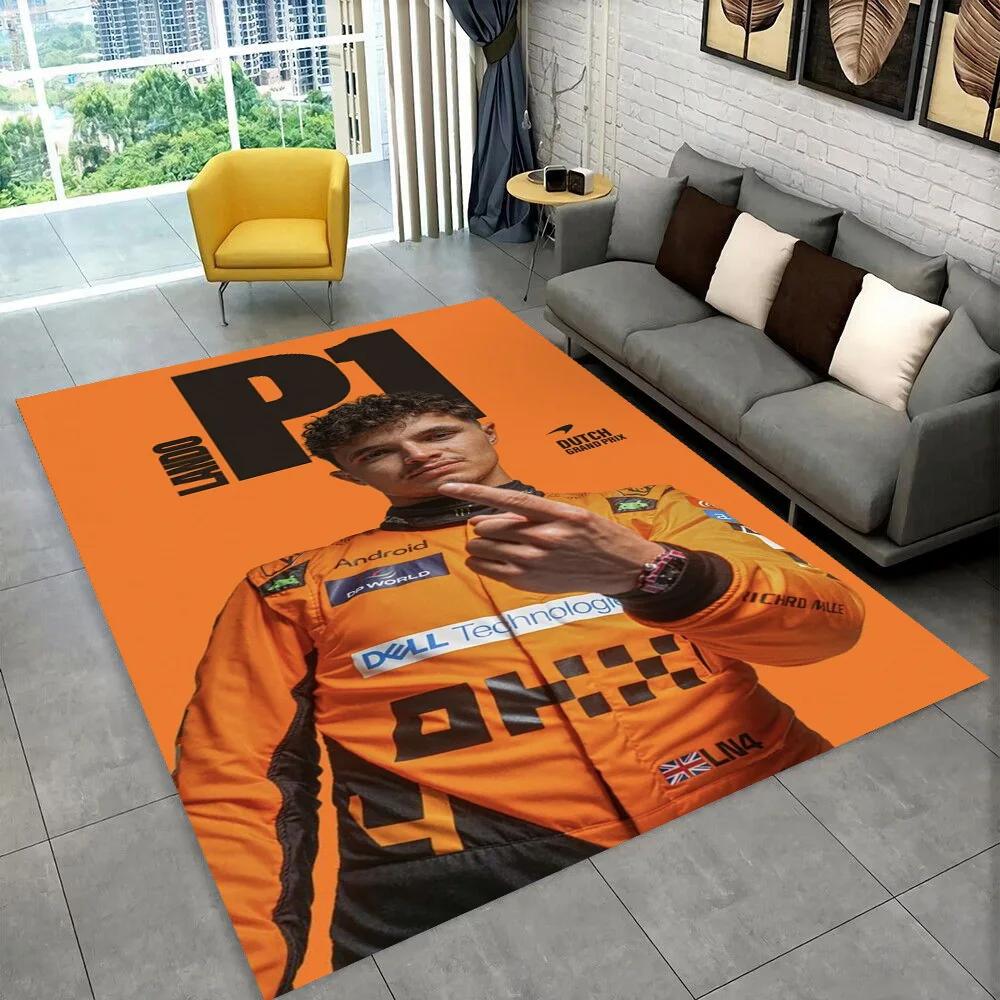 3D Lando Norris F1 Racer Vloerkleed, Tapijt voor Woonkamer Slaapkamer Bank Deurmat Decoratie, Kinderspeel Anti-slip Vloermat Cadeau 40x60cm(15x23in)
