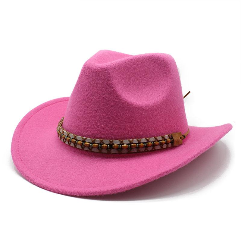 Popular Belt Buckle Big Edge Curling Top Hat, Western Cowboy Hat, Woolen Hat, Jazz Hat, Felt Hat