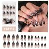 24x Glossy Full Cover False Nail Medium Almond Press On Nail Gradient Stick On Nail Star Moon Acrylic Nail