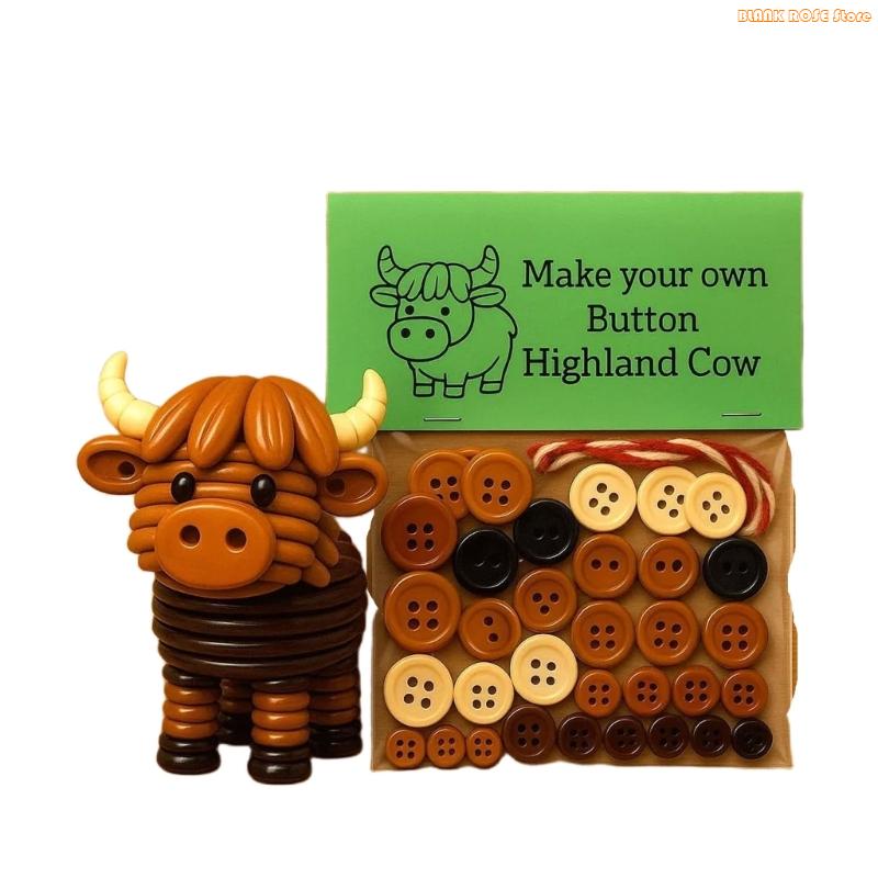 K1AE Unique Plastic Button Craft Project Animal Ornament Set With Easy Instructions