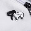 Charming And Black White Dog Cartoon Brooch In Alloy Fun Letter Design Pin For Stylish Clothing And Accessories