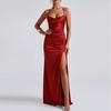 Spring new women's clothing, Europe, America, fashionable and elegant solid color split suspender dress