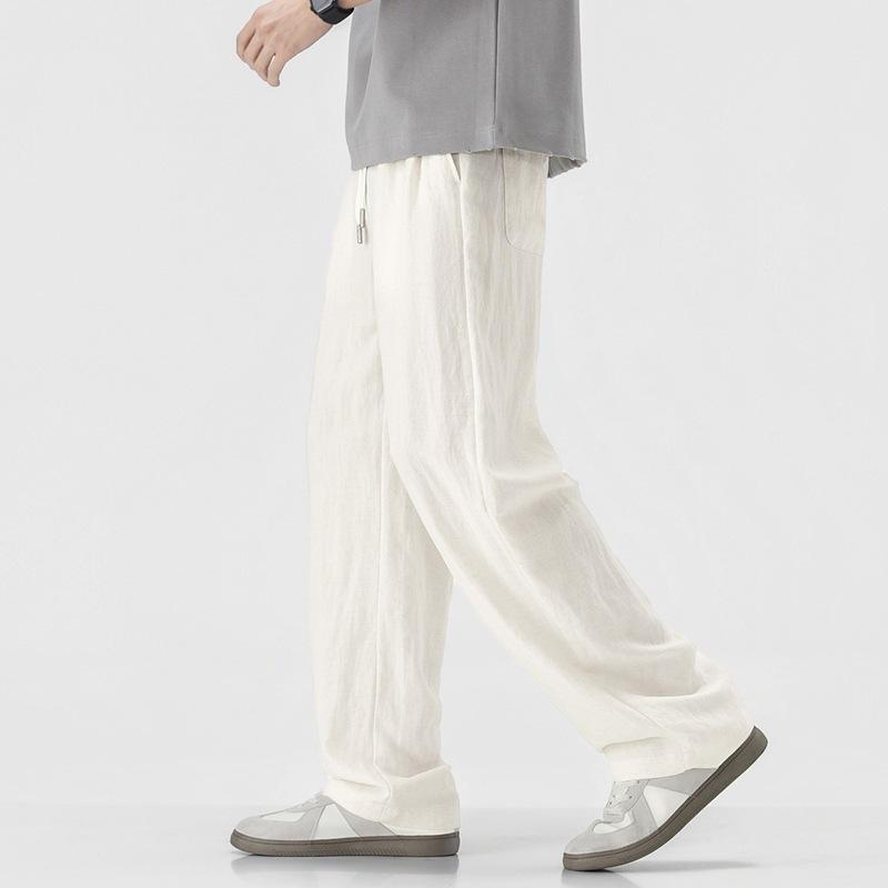 Lyocell Tencel Drop Linen Pants Men's Summer Thin Teen Loose Sports Casual Straight Pants Tide