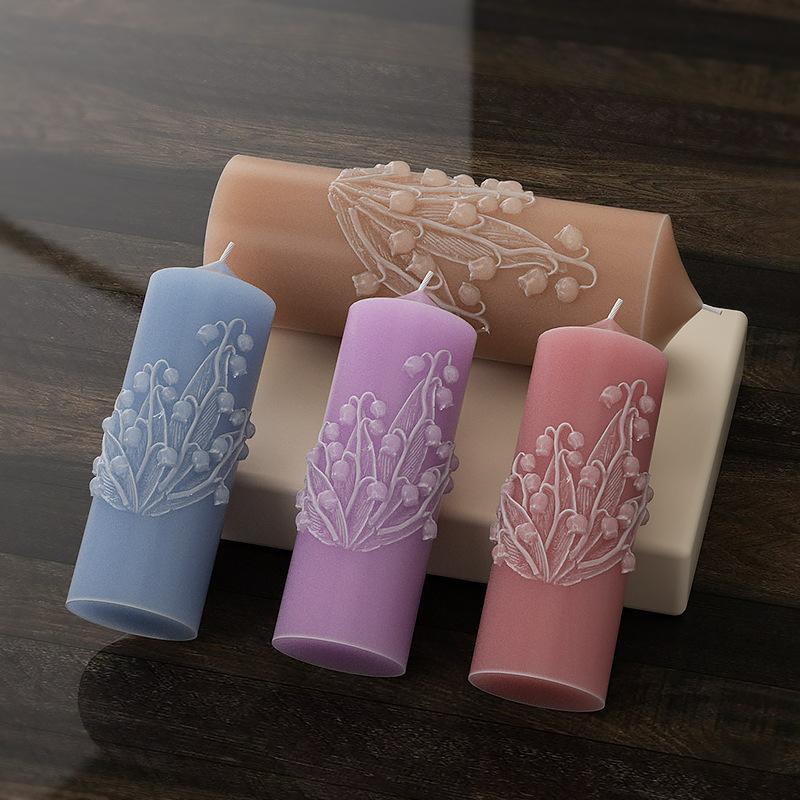 Bell Orchid Cylindrical Candle Silicone Mold DIY Gypsum Aromatherapy Plaster Resin Candle Mold for Candle Making