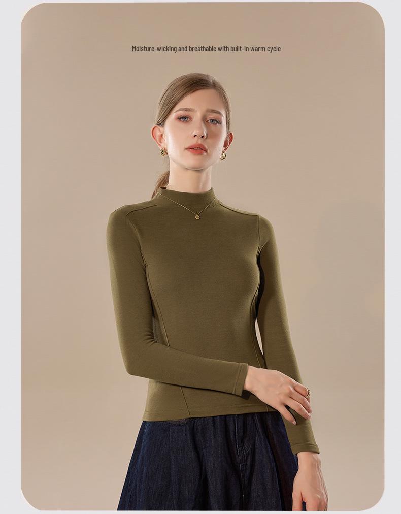 Slim-Fit Half-High Neck German Velvet Warm Mid-Neck Cashmere Knitwear Top