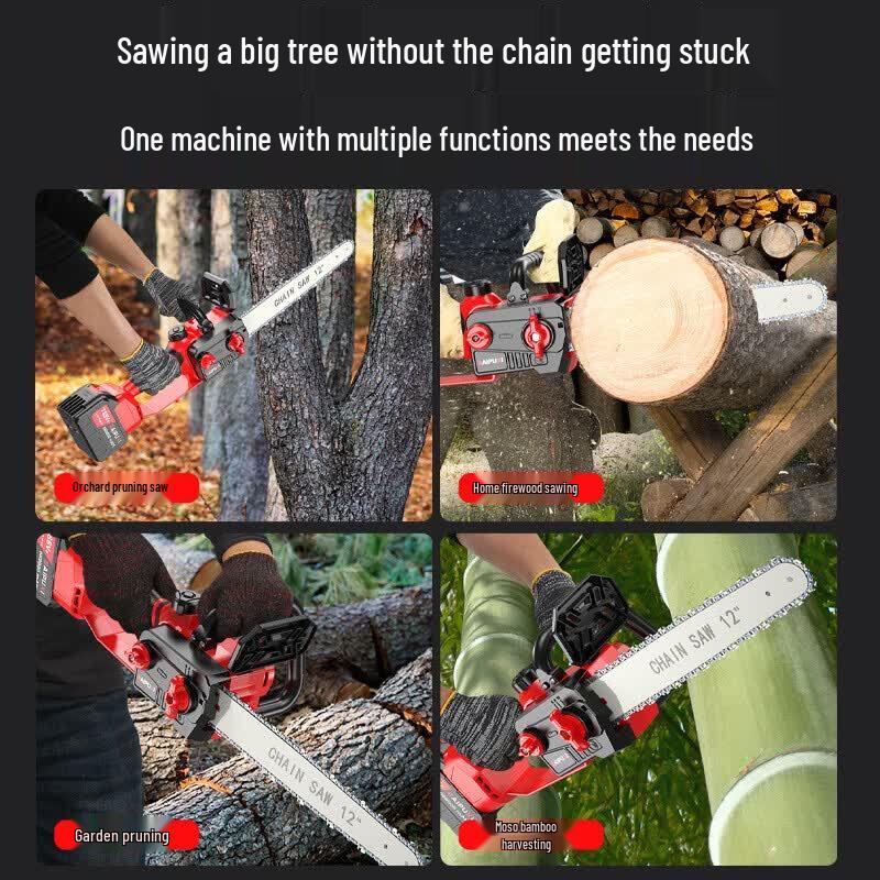 BAIPUXI 12-inch Cordless Brushless Pruning Chainsaw CN Plug (adapter Included)