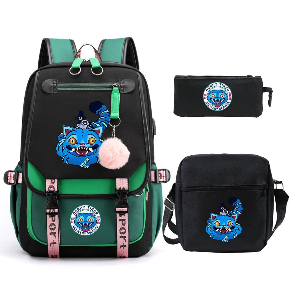 Witch Hunters Cartoon Peripheral Printing Children's Backpack Cross-border New Student School Bag Three-piece Shoulder Bag Pencil Bag