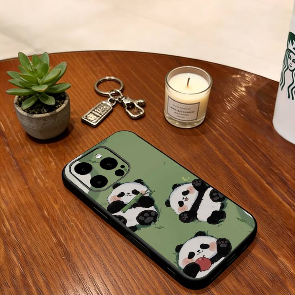 Baby Panda Phone Case For iPhone 17, 16,15,14,13,12,11 Plus,Pro Max, Others Soft Black Cover