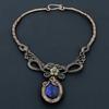 Blue Sapphire Necklace, Handmade Gemstone Necklace, 999 Copper Wire Wrapped Necklace Antique Jewelry, For Engagement Gift