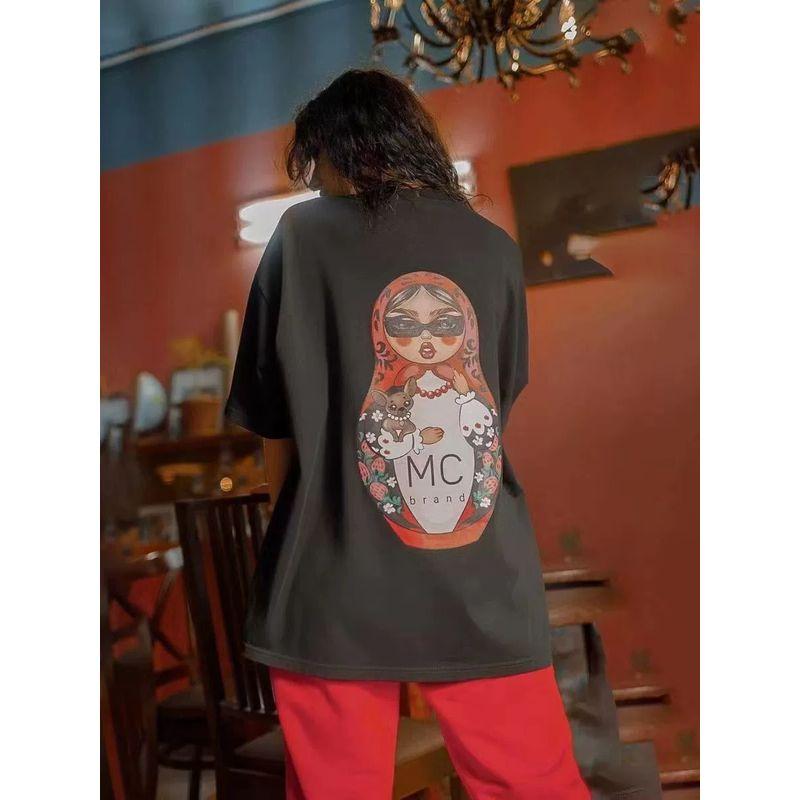 Fashion Style Fashion Print Loose Casual Short Sleeve Cotton T-shirt Loose Printed Cotton T-shirt