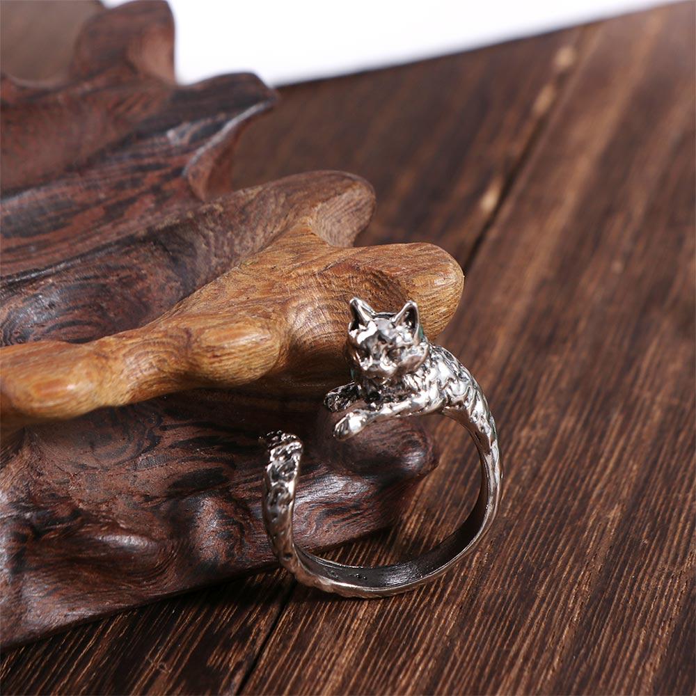 Adjustable Animal Delicate Rings Vintage Cat Shape Ring Fashion Kitty Cat Opening Rings Men Women
