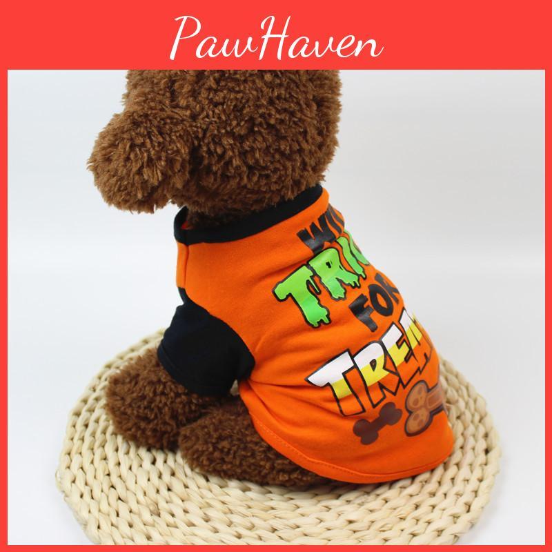 Premium Quality Cartoon Print Halloween Pet Dog Clothes For Stylish Puppies And Kittens