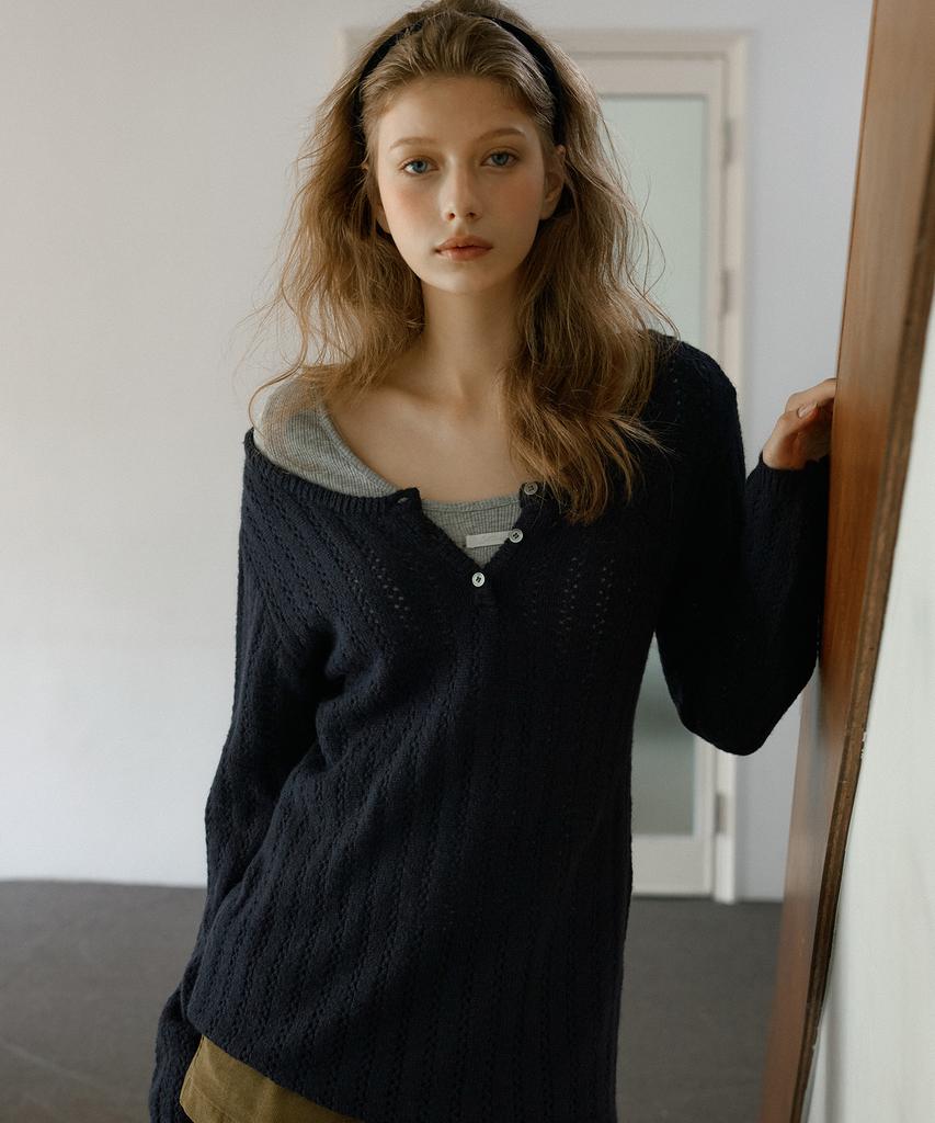 LETTER FROM MOON Blake Wool Knit Dress (Navy)