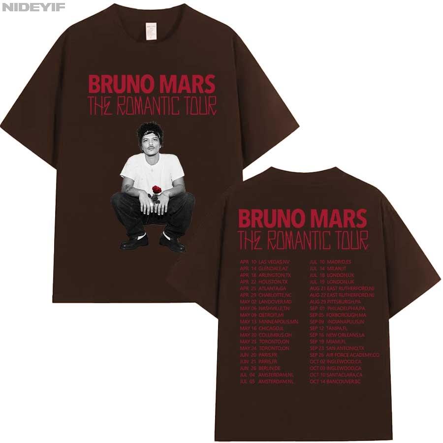 Bruno Mars The RoUnisextic Tour T-Shirt für Unisex Damen Hiphop Streetwear Oversized Tops 100% Baumwolle T-Shirt BM1