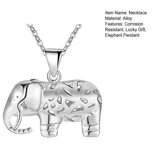 Lucky Elephant Pendant Necklace Hollow Necklace Alloy Animal Elephant Charm Amulet Necklace Friendship Gift for Women