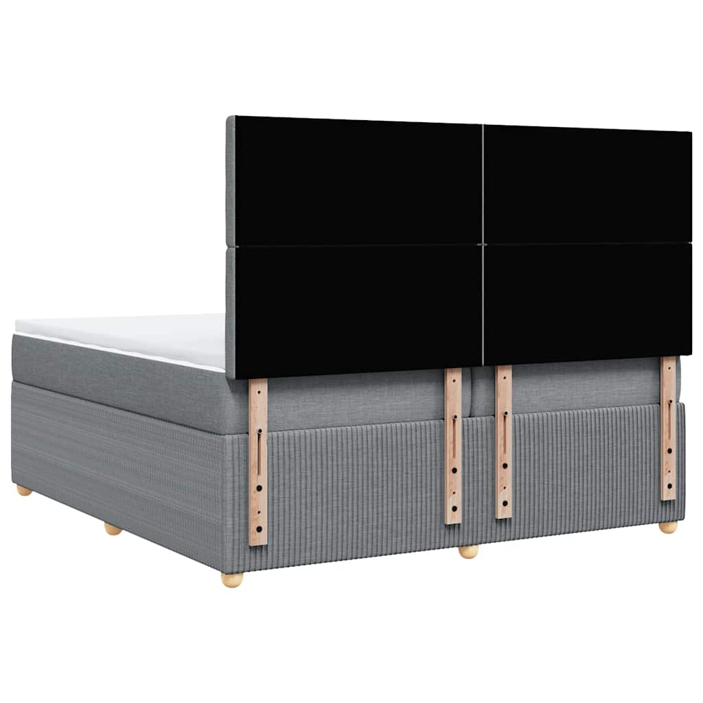 Box Spring Bed with Mattress Light Grey 200 x 200 cm Fabric