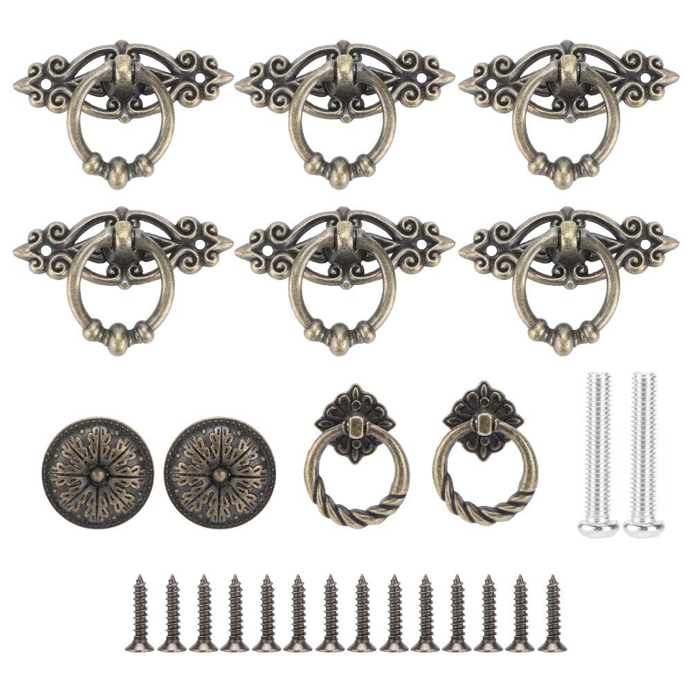 10PCS Door Handle Vintage Drawer Handles Alloy Drop Ring Cabinet Handles Bronze Cabinet Door Handles Cabinet
