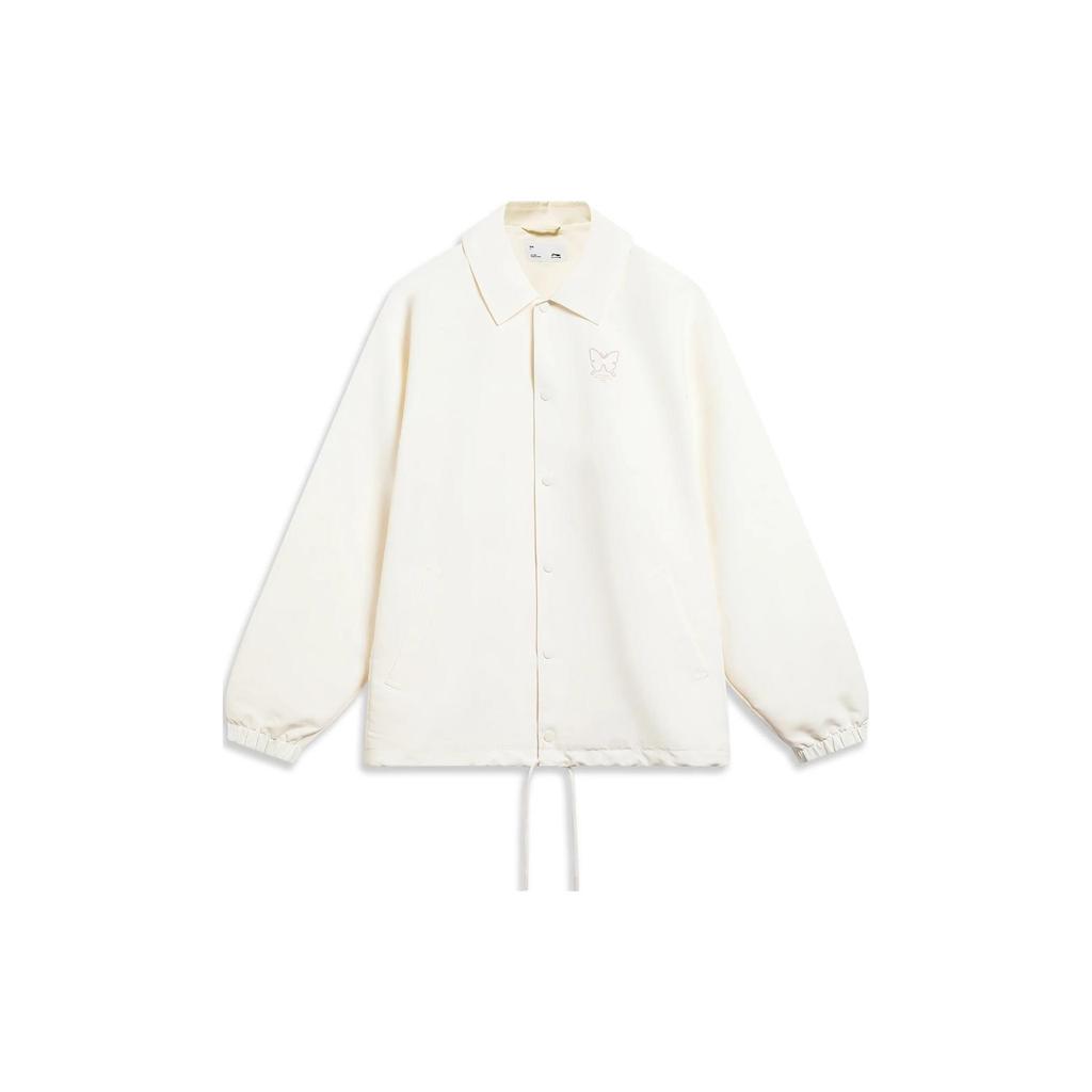 Li Ning Sports Lifestyle Series Letter Print Button Down Casual Jacket Men Jacket Off-White AFDT167-1