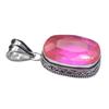 Pink Topaz Hydro Gemstone Antique Silver Plated Pendant 2" J 2147