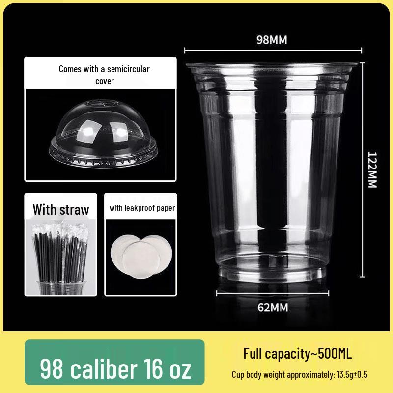 500ml Disposable Plastic Cups with Lids and Straws