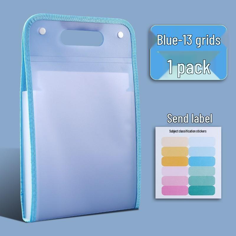 Handheld A4 Accordion File Folder: Large Capacity, 13-Layer Storage for Student Papers & Documents