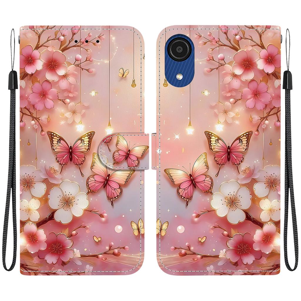 Handmade PU Leather Flip Case for Samsung Galaxy A03 Core (A032F)- Anti-Slip Shockproof Cover with Wrist Strap & Heart/Rose Cat Designs