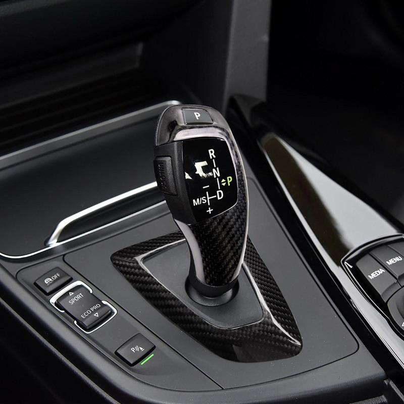 For BMW F20 F21 F22 F23 F30 F34 F10 F11 F07 F18 F25 F26 F15 F16 i8 RHD LHD Real Carbon Fiber Gear Shift Knob Panel Frame Trim