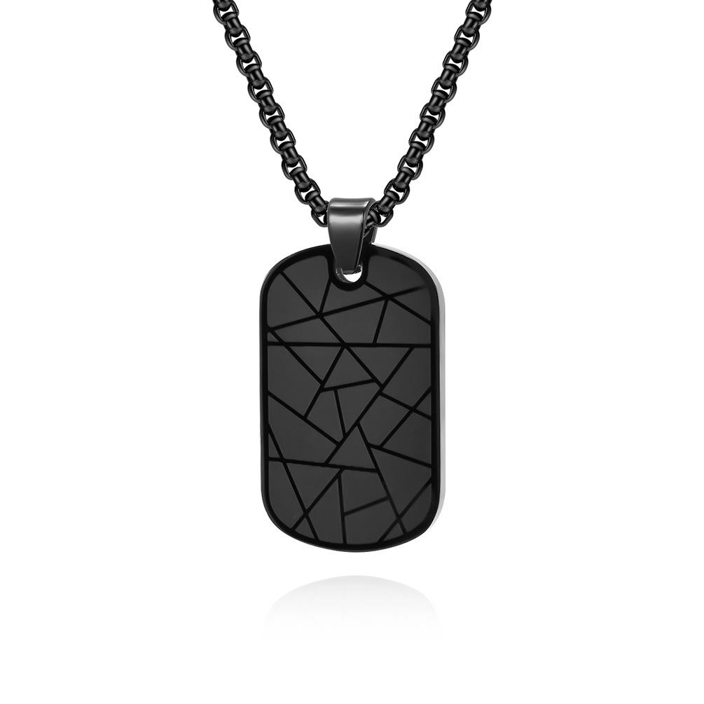 Simple Crack Stainless Steel Rhombus Pattern Men s Pendant Male Tide Cold Wind European and American Titanium Steel Pendant Jewelry 60CM