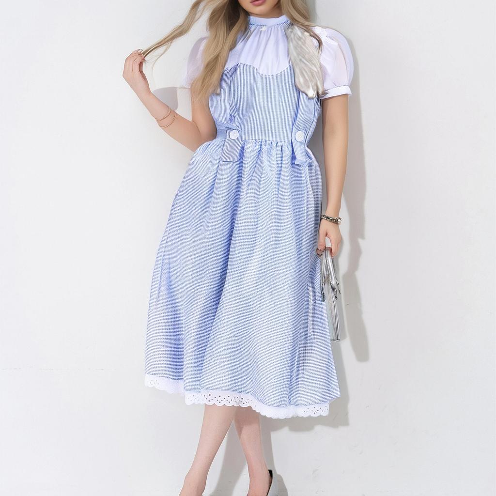 Beer Festival Costume Bavarian Women's Performance Costume Stripe Print Square Neck Dress