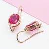 Russian Purple Gold Shiny Red Stone Egg Surface Simple Atmosphere Fashionable Foreign Style Rose Gold Plated Color Gold Earrings Set