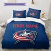 Custom Name,Columbus Blue Jackets Pattern Bedding Home Decoration Birthday Gift ( 1 Duvet Cover + 2 Pillowcase, Without Core),fan Merchandise.