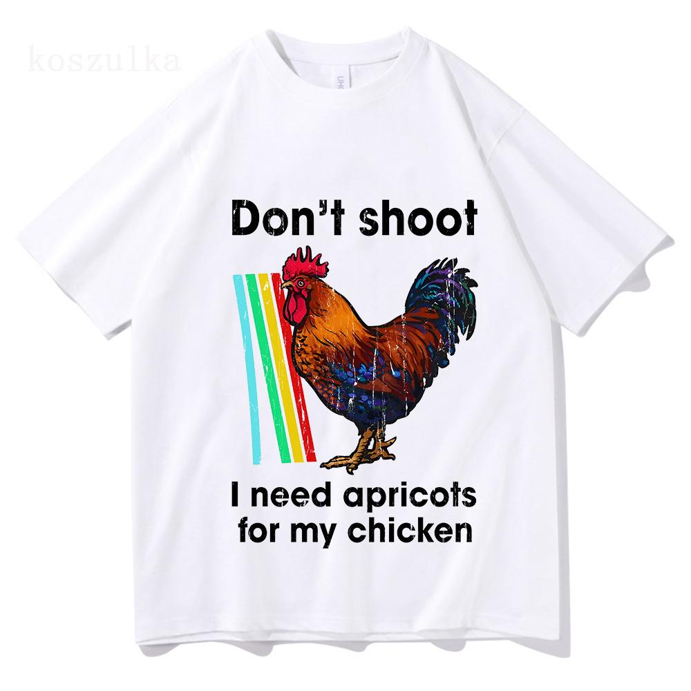 Nicht schießen, ich brauche Aprikosen für mein Hühnchen Arc Raiders Scrappy T-Shirt Hahn Grafik T-Shirts Baumwolle Kurzarm Locker T-Shirts