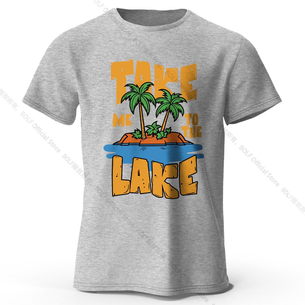 Take Me To The Lake Printed T-Shirt 100% Cotton Oversized Nature Graphic Tees for Men Women Summer Tops Lakeside Streetwear