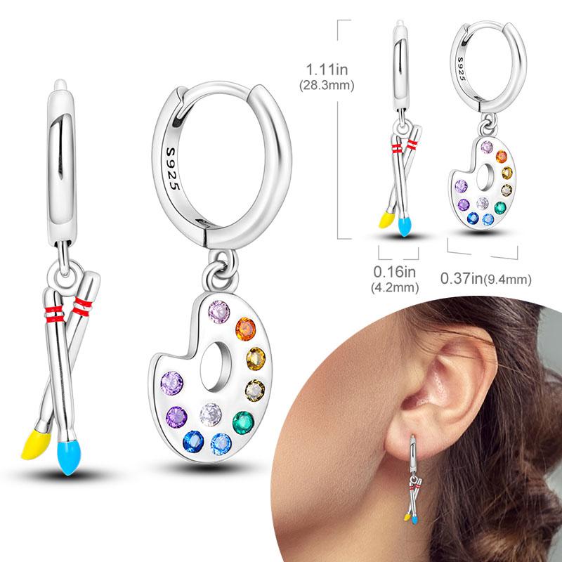 Women Earring 925 Silver Hoop Earrings Love Heart Butterfly Drop Earring Stud For Women Girls Party Jewelry Gifts