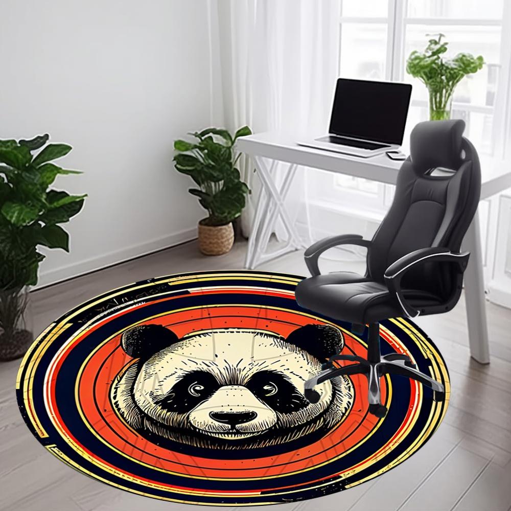 1pc Panda Circle Office Round Area Rug, Under Office Chairs Bedroom Living Room Home Decor, Room Deco, Available in Various Sizes