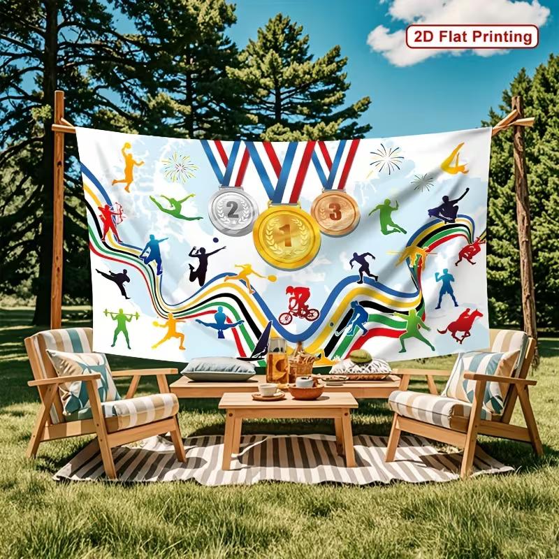

2D Multisport Silhouette Backdrop Sports Event Photo Booth Background 47.2x31.5inch/120*80cm